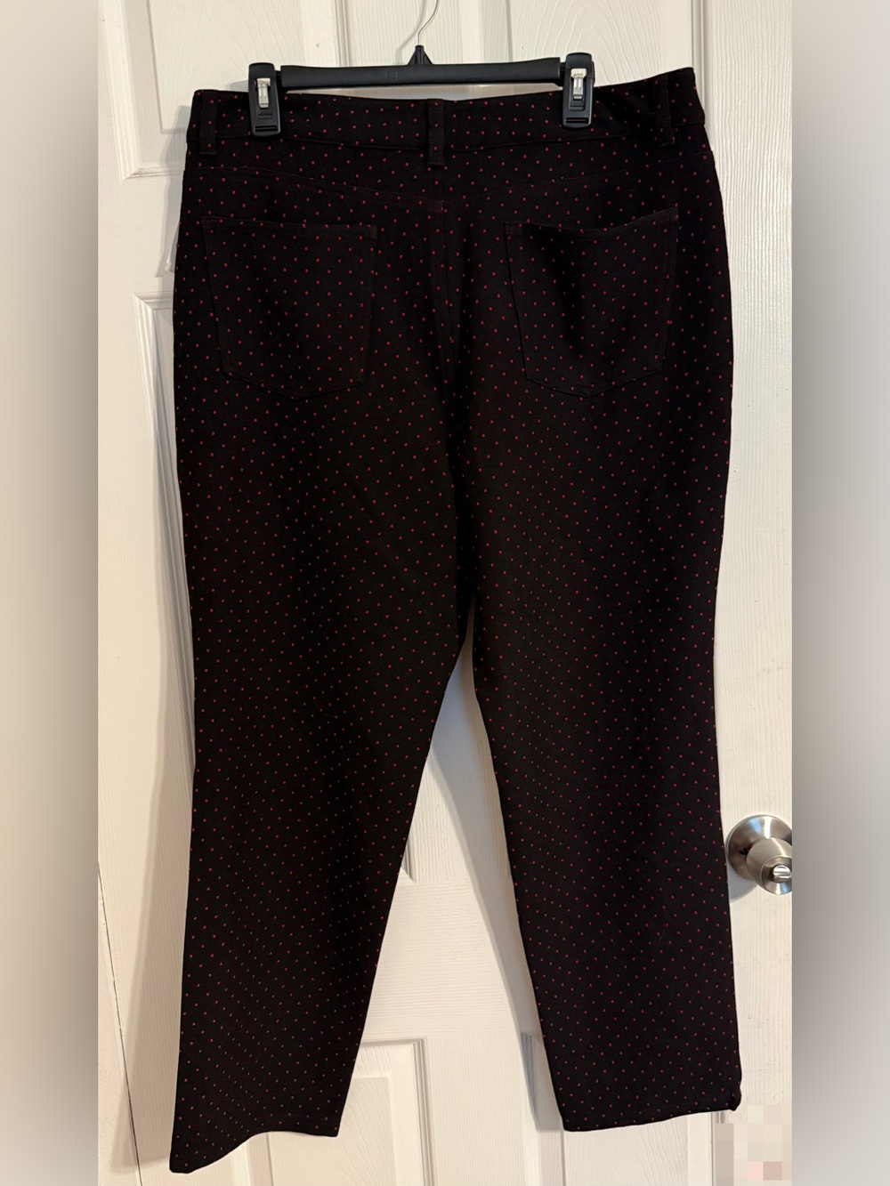 Talbots Black Pants with Small Red Square Pattern - Picture 3 of 5